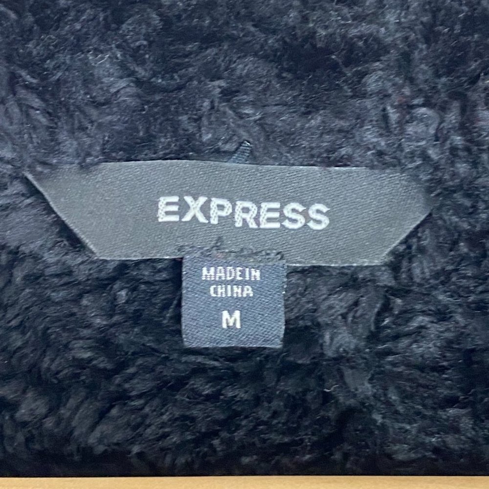 Express Black Leather Jacket Classic Style - Picture 12 of 16